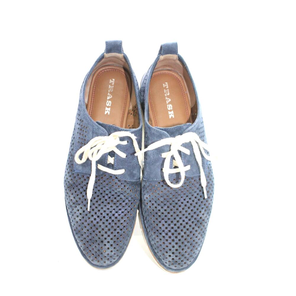 Trask Lena Blue Suede Perforated Sneakers sz 8.5
